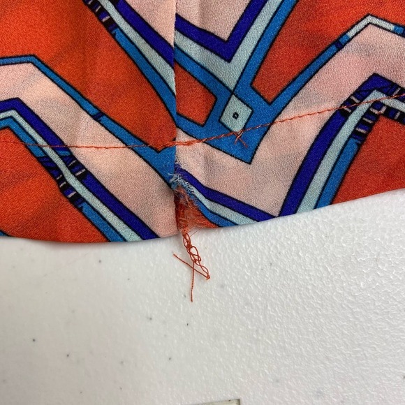 Umgee Size Med Boomerang‎ Knee Length Dress Orange Blue Fringe Trim Split Sleeve - Picture 10 of 10